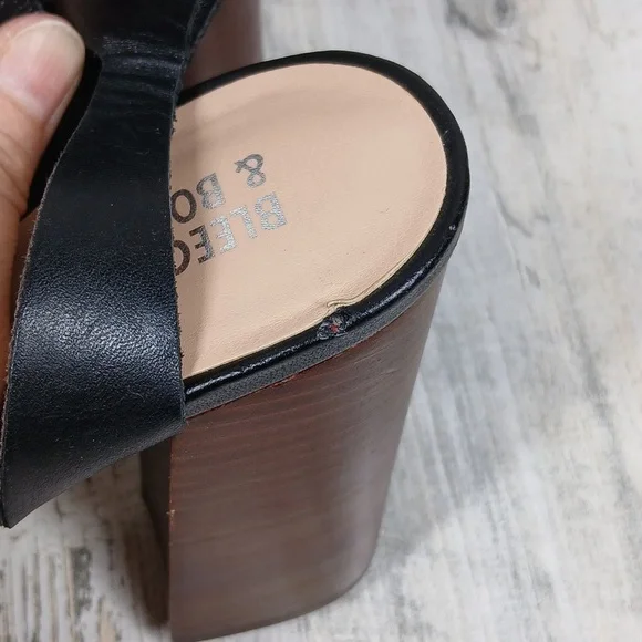 Bleecker & Bond Black Brown Sienna Platform Block Heel Sandals #560 - Picture 13 of 14
